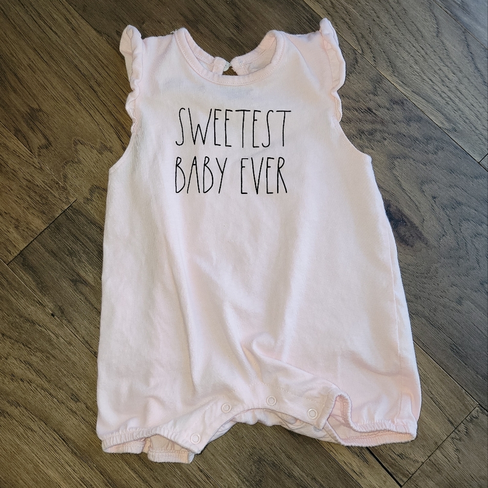 LOT OF 2! RAE DUNN BABY BY MAGENTA SWEETEST BABY EVER & ALWAYS DREAMING ROMPERS - Picture 4 of 8